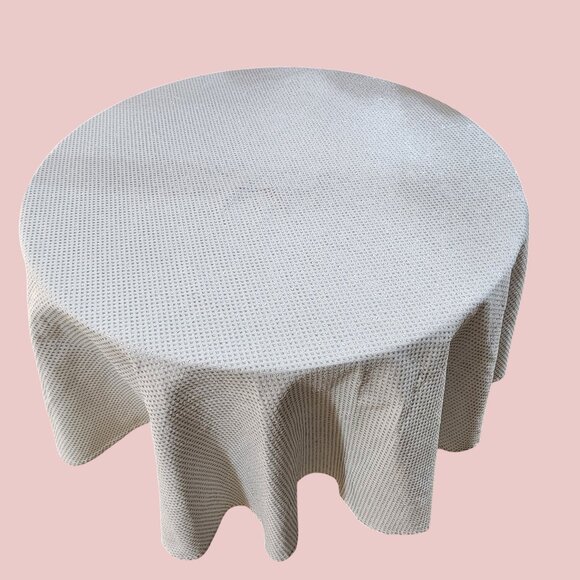 Rachel Ashwell Tablecloth Round White Metallic Silver Stars Holiday Chic 66" Dia - Picture 2 of 7